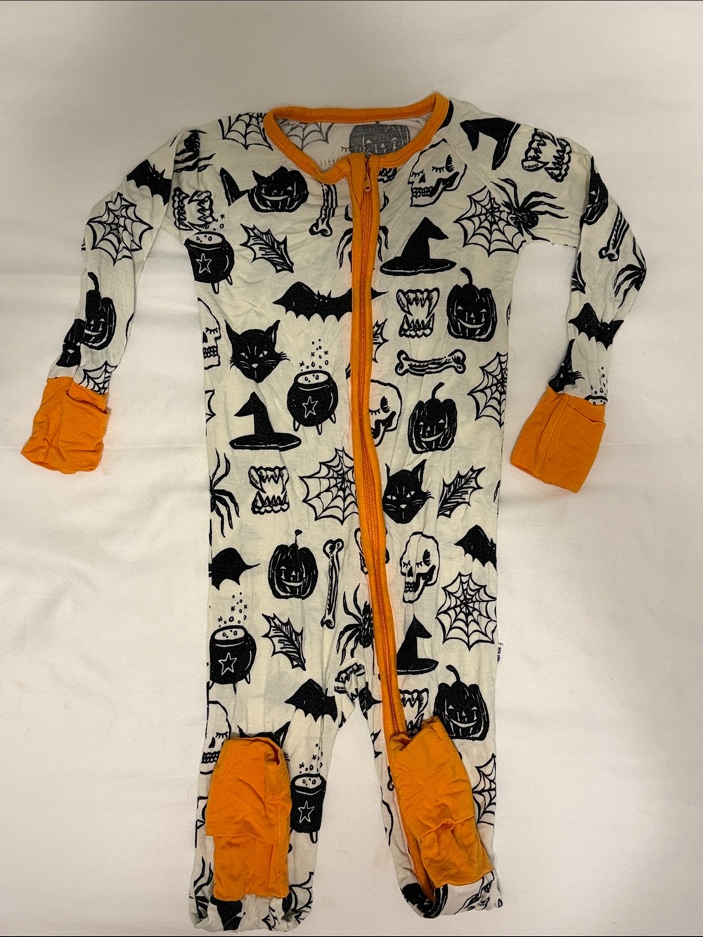 Little Sleepies Halloween Black & Orange Printed Footed Pajama Set